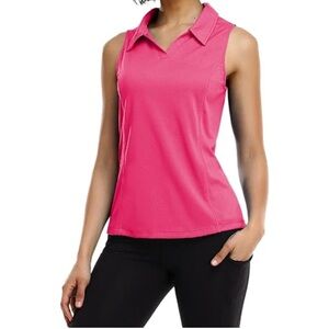 Lady Hagen Pink Fitted Polo Tank Top